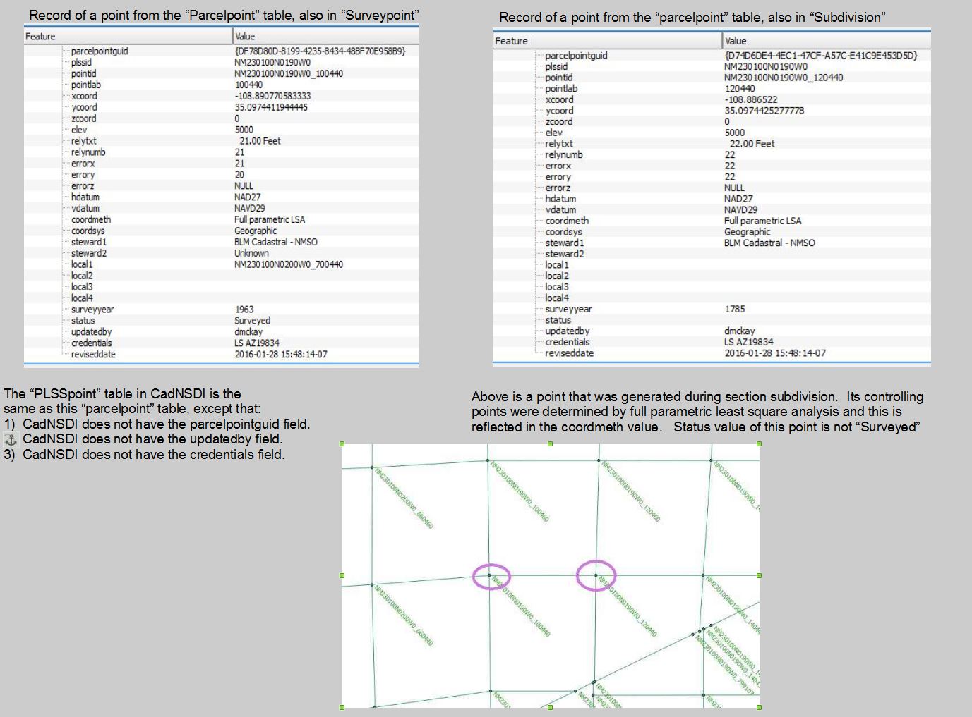 Parcel point attributes